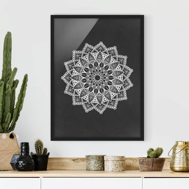 Framed poster - Mandala Illustration Ornament White Black