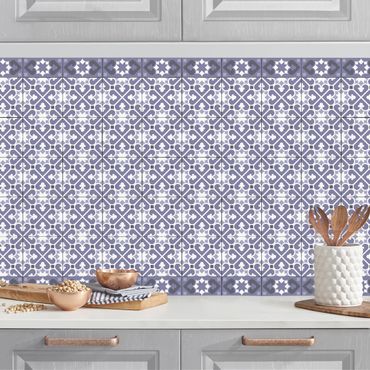 Kitchen wall cladding - Geometrical Tile Mix Hearts Purple
