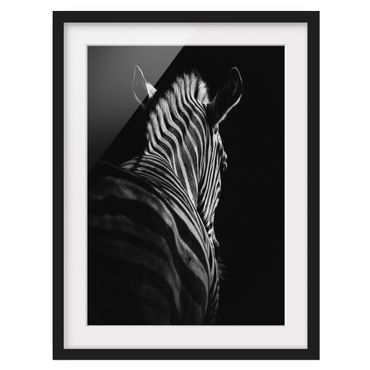 Framed poster - Dark Zebra Silhouette