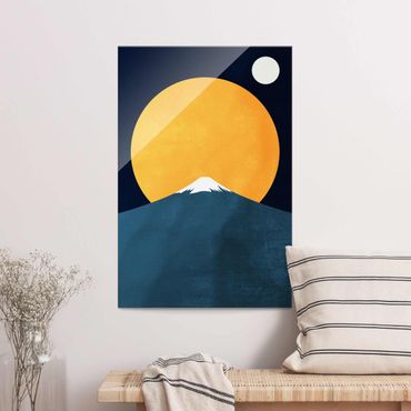 Glass print - Sun, Moon And Mountain