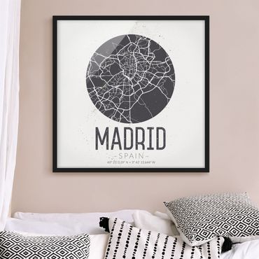 Framed poster - Madrid City Map - Retro