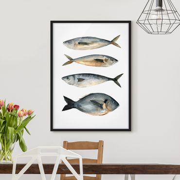 Framed poster - Four Fish In Watercolour I