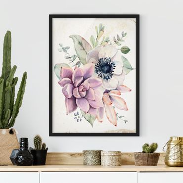 Framed poster - Watercolour Flower Cottage