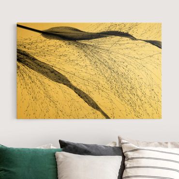 Canvas print gold - Delicate Reed With Small Buds Black And White