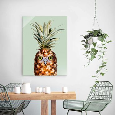 Glass print - Pineapple With Owl