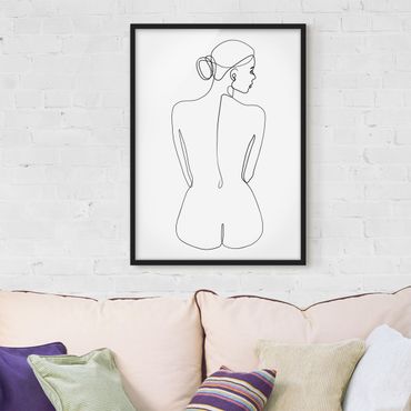 Framed poster - Line Art Nudes Back Black And White