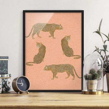 Framed poster - Illustration Leopard Pink Painting