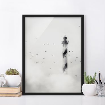Framed poster - Lighthouse In The Fog
