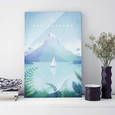 Glass print - Travel Poster - New Zealand