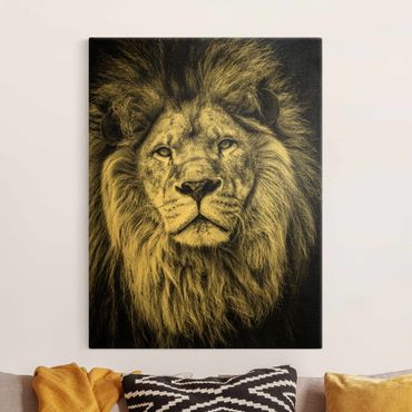 Canvas print gold - Portrait Lion Black And White