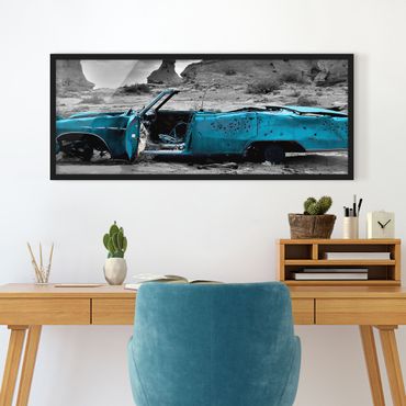 Framed poster - Turquoise Cadillac