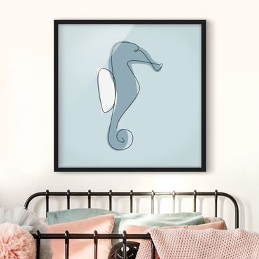 Framed poster - Seahorse Line Art