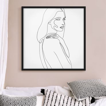 Framed poster - Line Art Woman's Shoulder Black And White