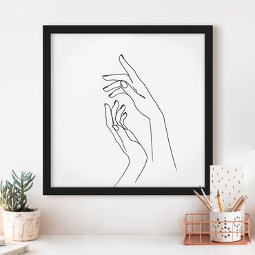 Framed poster - Line Art Hands