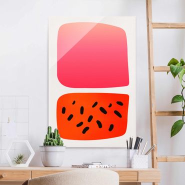 Glass print - Abstract Shapes - Melon And Pink