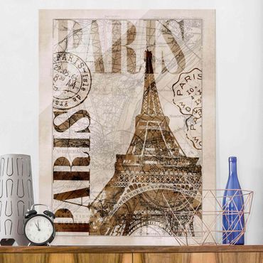 Glass print - Shabby Chic Collage - Paris