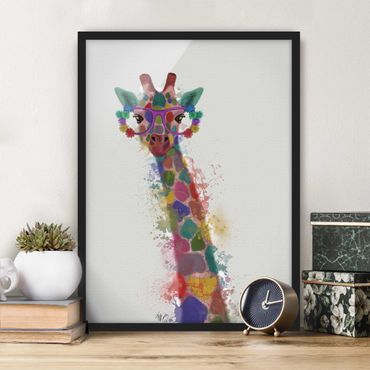 Framed poster - Rainbow Splash Giraffe