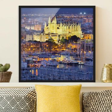 Framed poster - Palma De Mallorca City Skyline And Harbor