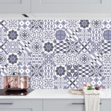 Kitchen wall cladding - Geometrical Tile Mix Purple