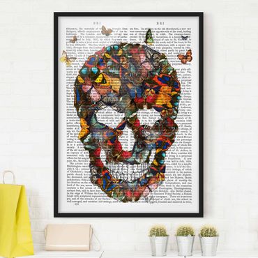 Framed poster - Scary Reading - Butterfly Skull