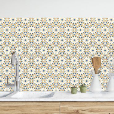 Kitchen wall cladding - Oriental Patterns With Yellow Stars