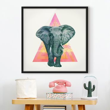Framed poster - Illustration Elephant Front Triangle Painting