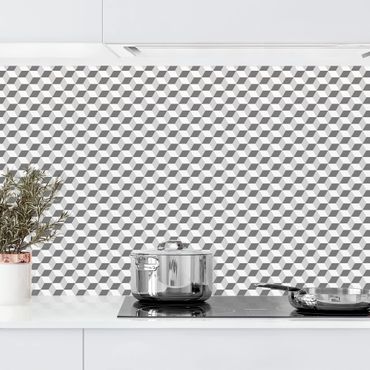 Kitchen wall cladding - Geometrical Tile Mix Cubes Grey