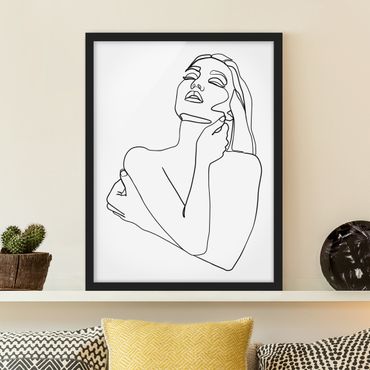 Framed poster - Line Art Woman Torso Black And White