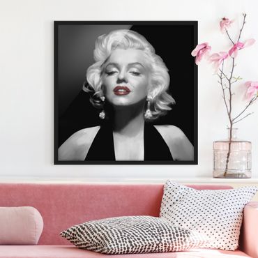 Framed poster - Marilyn With Red Lips