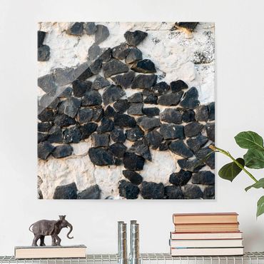 Glass print - Wall With Black Stones