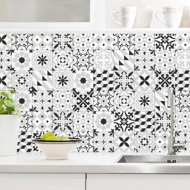 Kitchen wall cladding - Geometrical Tile Mix Black