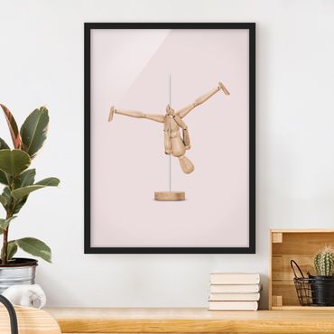 Framed poster - Pole Dance With Wooden Figure