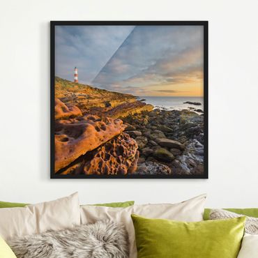 Framed poster - Tarbat Ness Lighthouse And Sunset At The Ocean