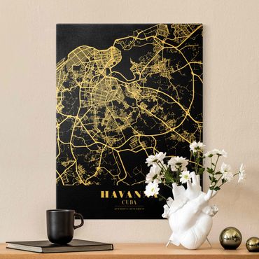 Canvas print gold - Havana City Map - Classic Black