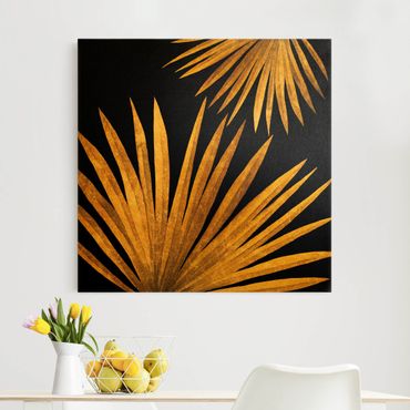 Canvas print gold - Gold - Palm Leaf On Black