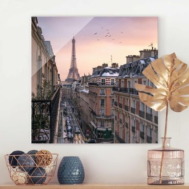 Glass print - The Eiffel Tower In The Setting Sun