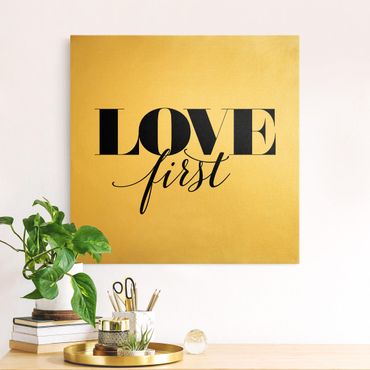 Canvas print gold - Love first