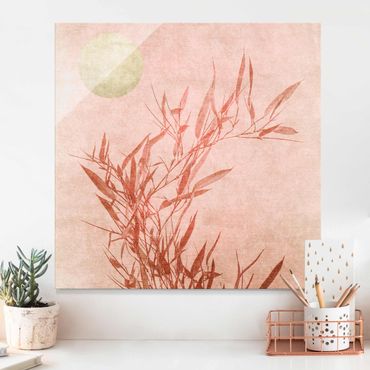 Glass print - Golden Sun Pink Bamboo