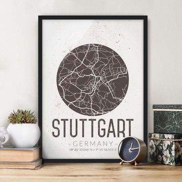 Framed poster - Stuttgart City Map - Retro