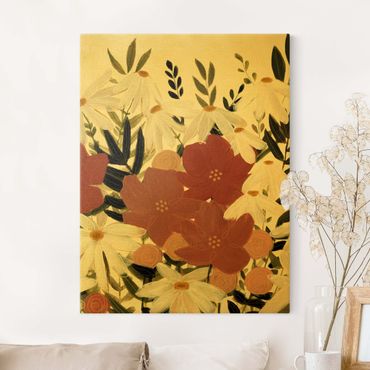 Canvas print gold - Varying Flowers In Pink And White II