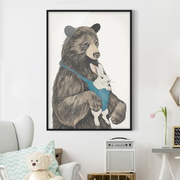 Framed poster - Illustration Bear And Bunny Baby