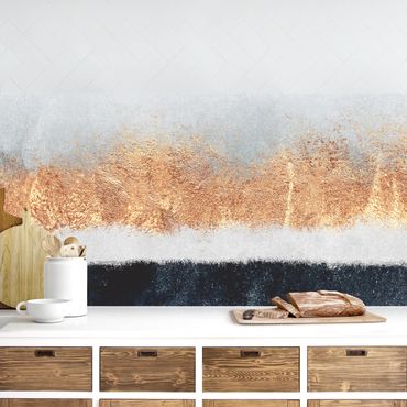 Kitchen wall cladding - Golden Horizon Watercolour