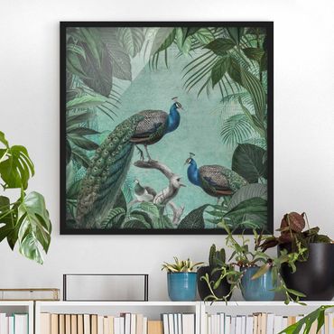 Framed poster - Shabby Chic Collage - Noble Peacock
