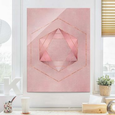 Glass print - Geometry In Pink And Gold I