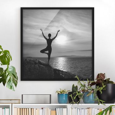 Framed poster - Yoga white black
