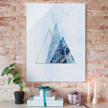 Glass print - Geometry In Blue And Gold II
