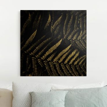 Canvas print gold - Black And White Botany Fern