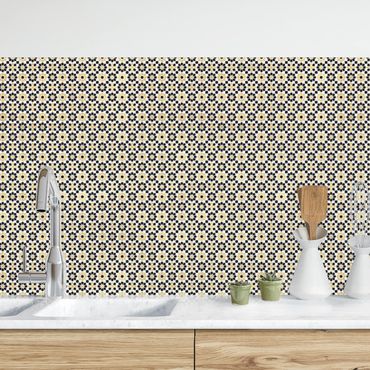 Kitchen wall cladding - Oriental Patterns With Golden Flowers