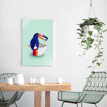 Glass print - Breakfast With Toucan