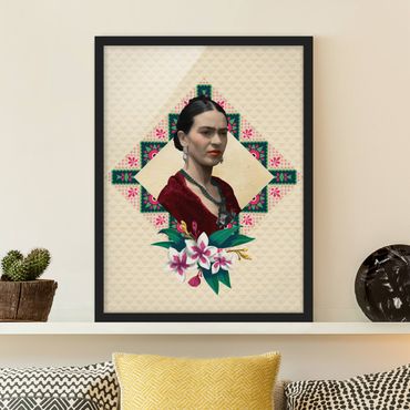 Framed poster - Frida Kahlo - Flowers And Geometry